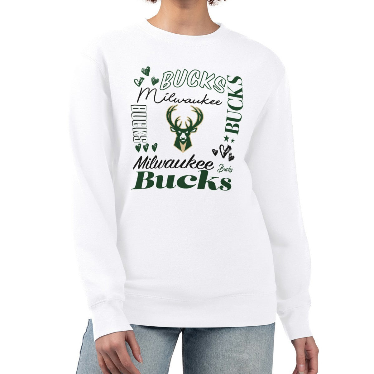 Milwaukee Bucks G-III 4Her by Carl Banks Women's Collage Team Graphic Fleece Pullover Sweatshirt White - NBA