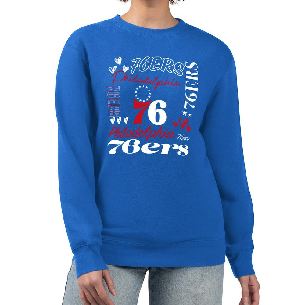 Philadelphia 76ers G-III 4Her by Carl Banks Women's Collage Team Graphic Fleece Pullover Sweatshirt Royal - NBA