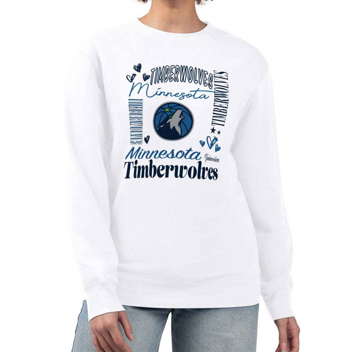 Minnesota Timberwolves G-III 4Her by Carl Banks Women's Collage Team Graphic Fleece Pullover Sweatshirt White - NBA