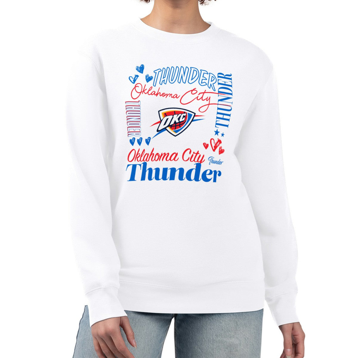 Oklahoma City Thunder G-III 4Her by Carl Banks Women's Collage Team Graphic Fleece Pullover Sweatshirt White - NBA