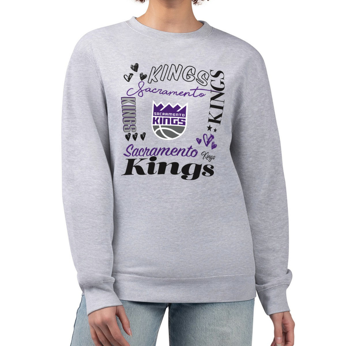 Sacramento Kings G-III 4Her by Carl Banks Women's Collage Team Graphic Fleece Pullover Sweatshirt Heather Gray - NBA