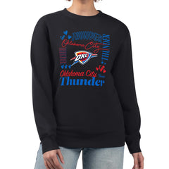 Oklahoma City Thunder G-III 4Her by Carl Banks Women's Collage Team Graphic Fleece Pullover Sweatshirt Black - NBA