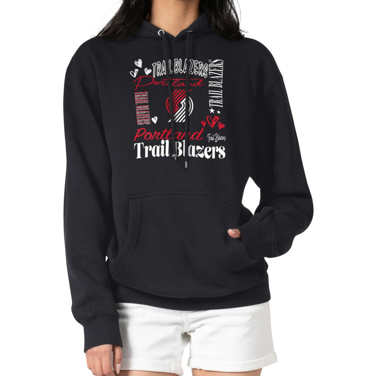 Portland Trail Blazers G-III 4Her by Carl Banks Women's Team Collage Graphic Fleece Pullover Hoodie Black - NBA