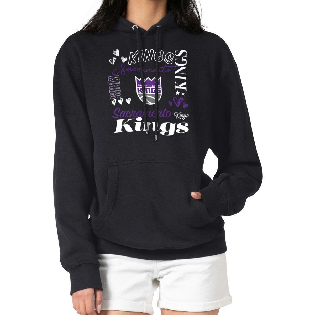 Sacramento Kings G-III 4Her by Carl Banks Women's Team Collage Graphic Fleece Pullover Hoodie Black - NBA