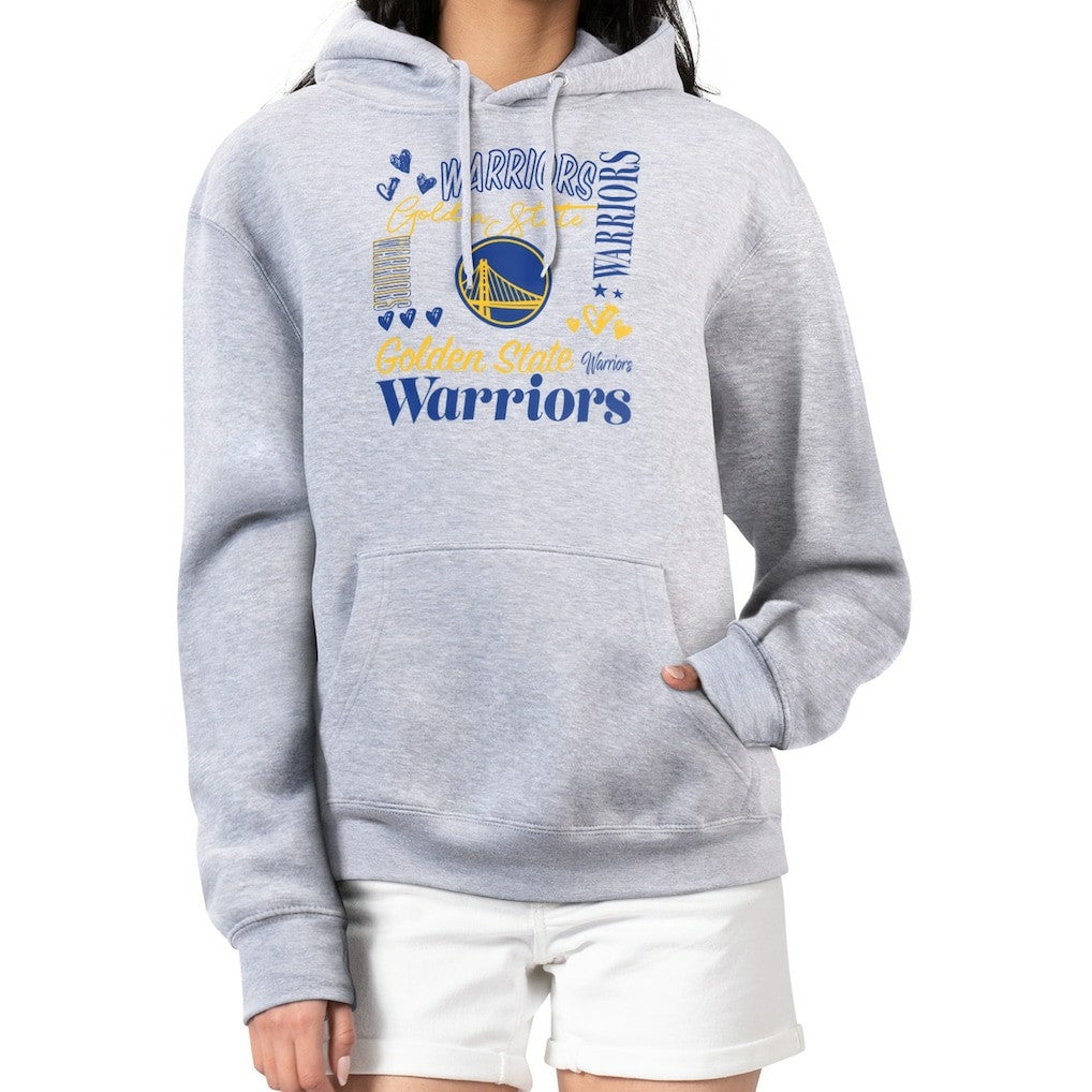 Golden State Warriors G-III 4Her by Carl Banks Women's Team Collage Graphic Fleece Pullover Hoodie Heather Gray - NBA