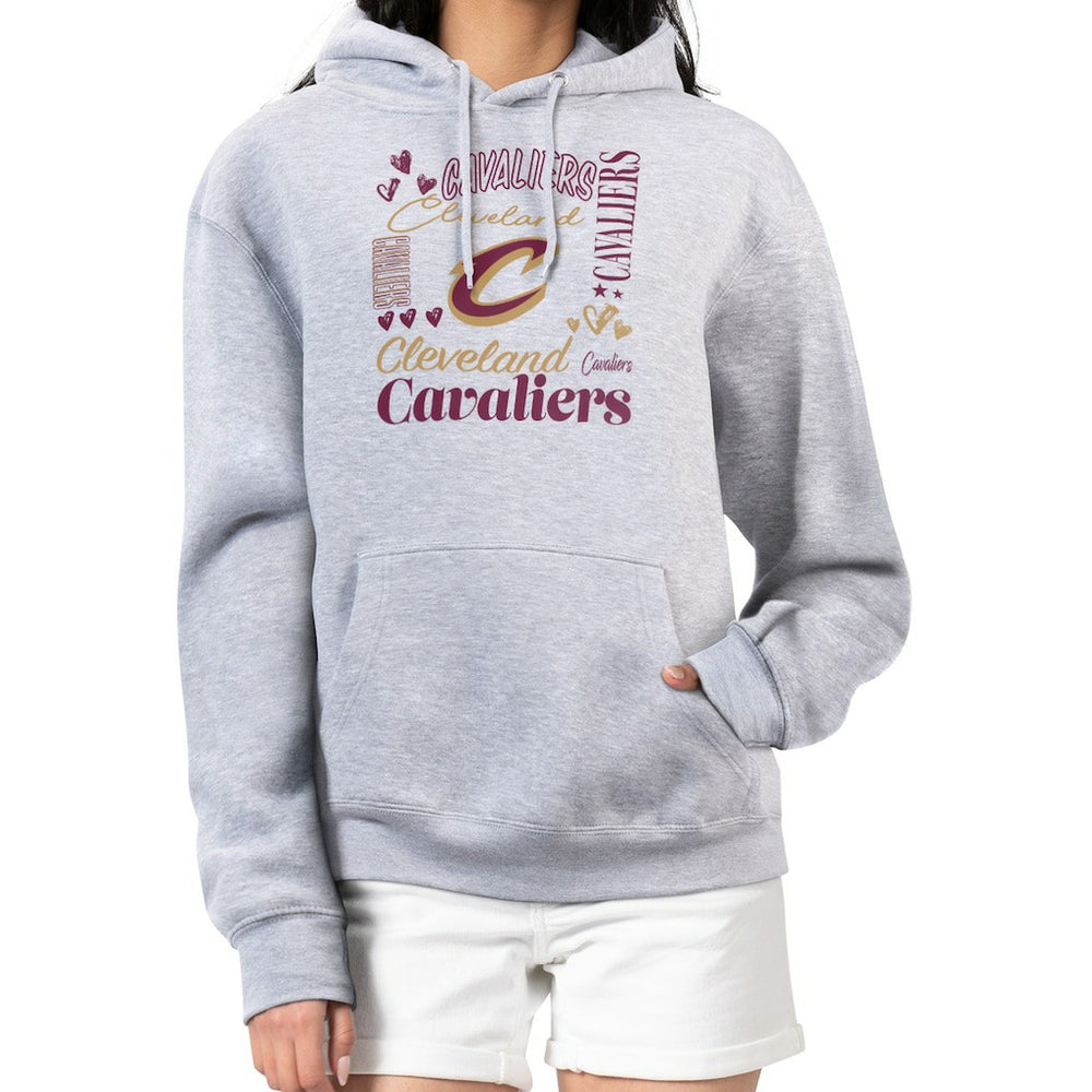 Cleveland Cavaliers G-III 4Her by Carl Banks Women's Team Collage Graphic Fleece Pullover Hoodie Heather Gray - NBA