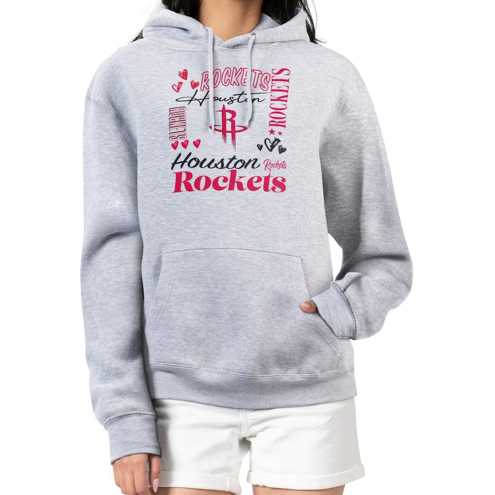 Houston Rockets G-III 4Her by Carl Banks Women's Team Collage Graphic Fleece Pullover Hoodie Heather Gray - NBA