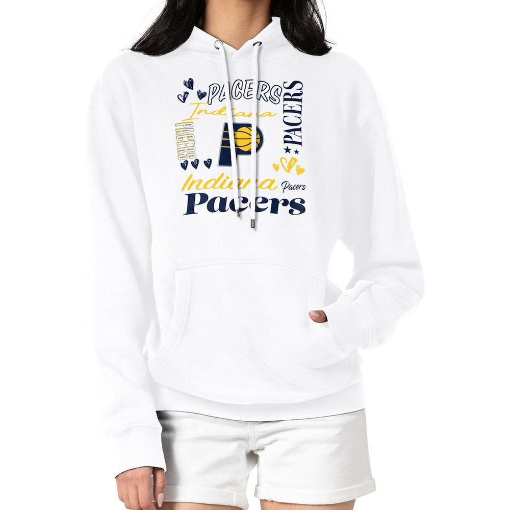Indiana Pacers G-III 4Her by Carl Banks Women's Team Collage Graphic Fleece Pullover Hoodie White - NBA