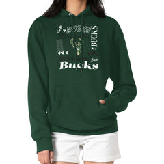 Milwaukee Bucks G-III 4Her by Carl Banks Women's Team Collage Graphic Fleece Pullover Hoodie Green - NBA