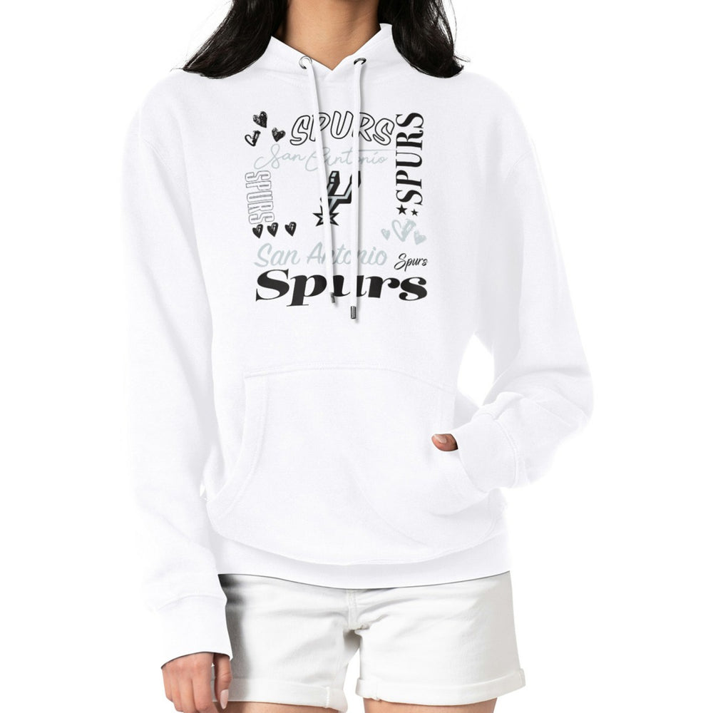 San Antonio Spurs G-III 4Her by Carl Banks Women's Team Collage Graphic Fleece Pullover Hoodie White - NBA