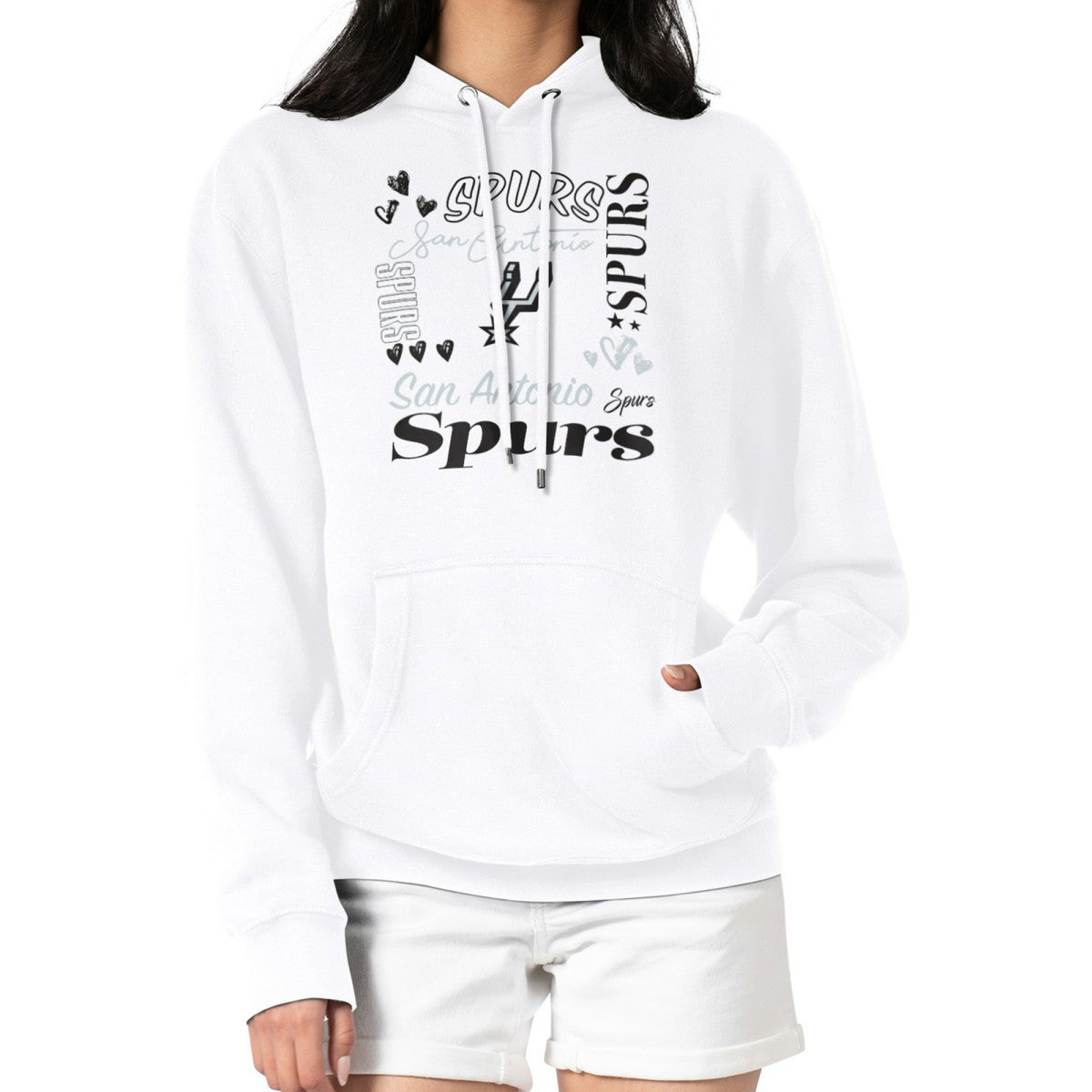 San Antonio Spurs G-III 4Her by Carl Banks Women's Team Collage Graphic Fleece Pullover Hoodie White - NBA