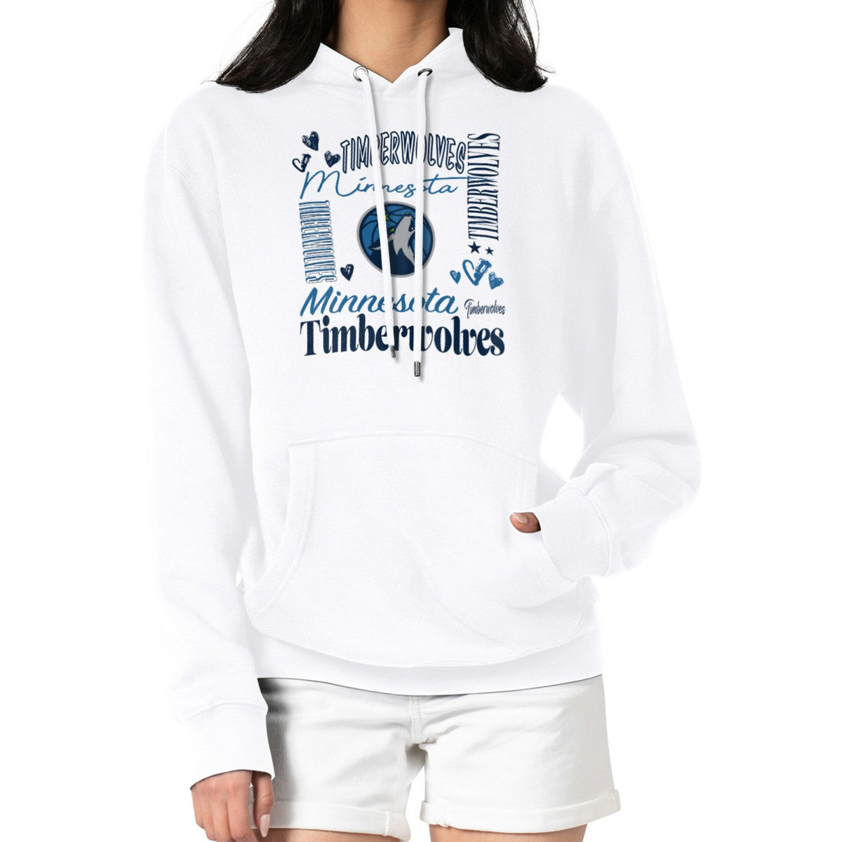Minnesota Timberwolves G-III 4Her by Carl Banks Women's Team Collage Graphic Fleece Pullover Hoodie White - NBA