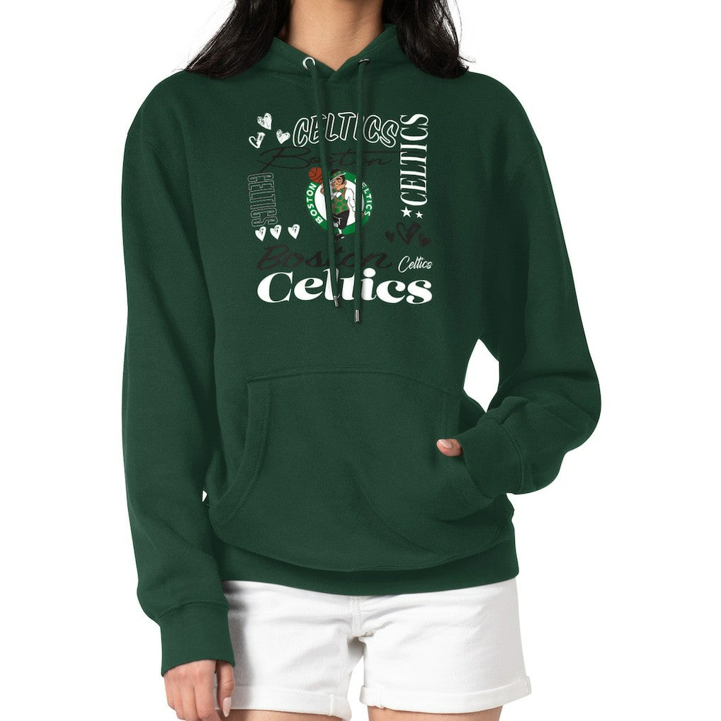 Boston Celtics G-III 4Her by Carl Banks Women's Team Collage Graphic Fleece Pullover Hoodie Green - NBA
