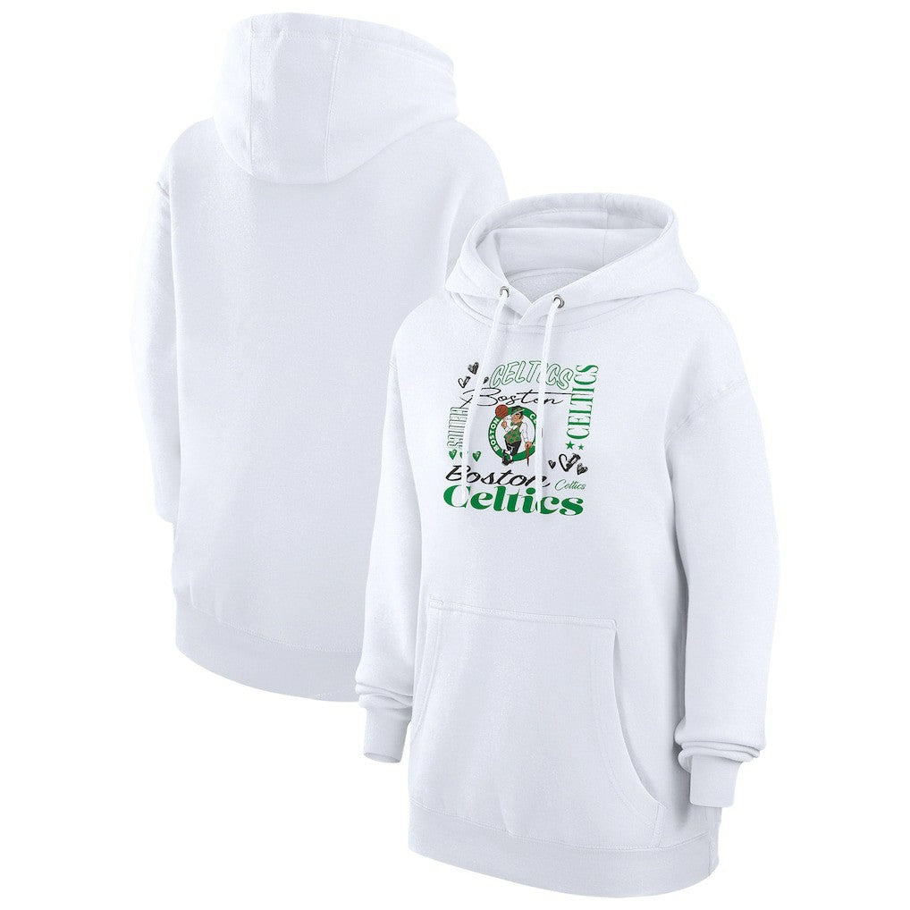 Boston Celtics G-III 4Her by Carl Banks Women's Team Collage Graphic Fleece Pullover Hoodie White - NBA