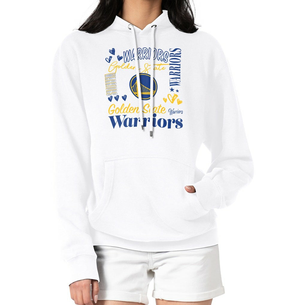 Golden State Warriors G-III 4Her by Carl Banks Women's Team Collage Graphic Fleece Pullover Hoodie White - NBA