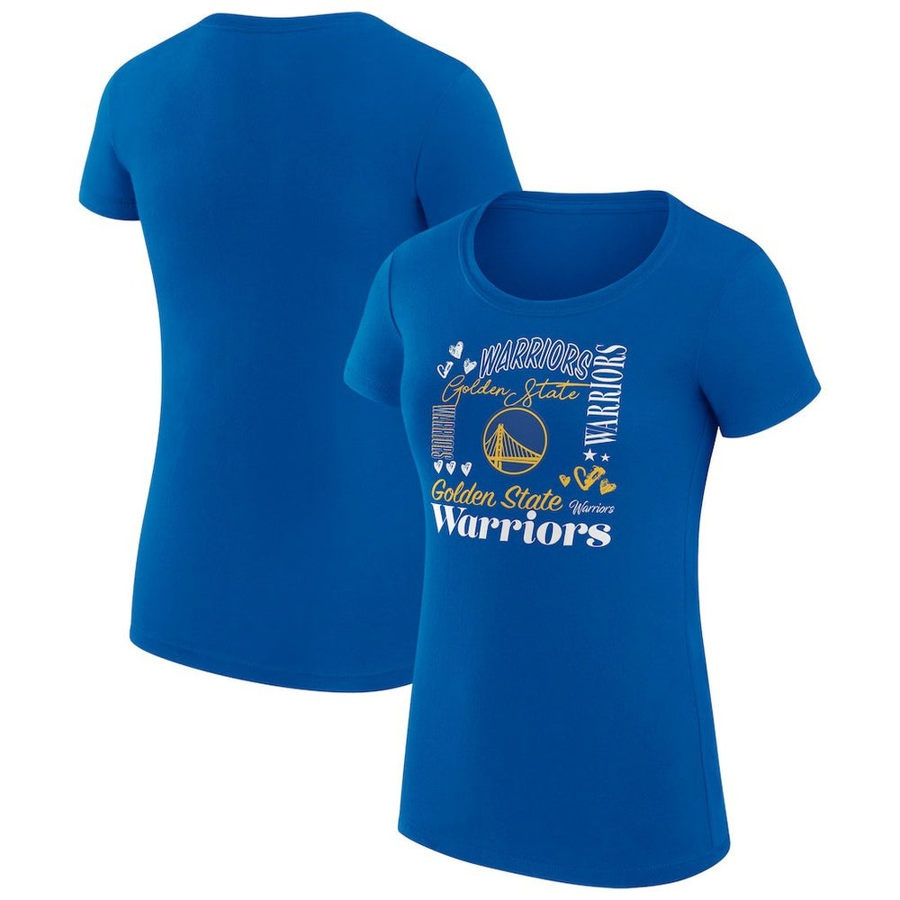Golden State Warriors G-III 4Her by Carl Banks Women's Super-Slim Fit Lightweight Team Name Collage Graphic T-Shirt Royal - NBA