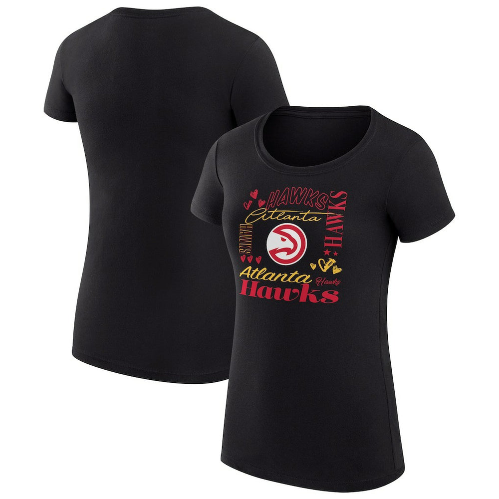 Atlanta Hawks G-III 4Her by Carl Banks Women's Super-Slim Fit Lightweight Team Name Collage Graphic T-Shirt Black - NBA