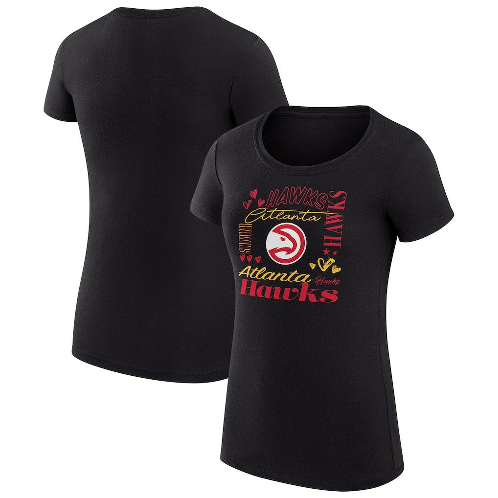 Atlanta Hawks G-III 4Her by Carl Banks Women's Super-Slim Fit Lightweight Team Name Collage Graphic T-Shirt Black - NBA
