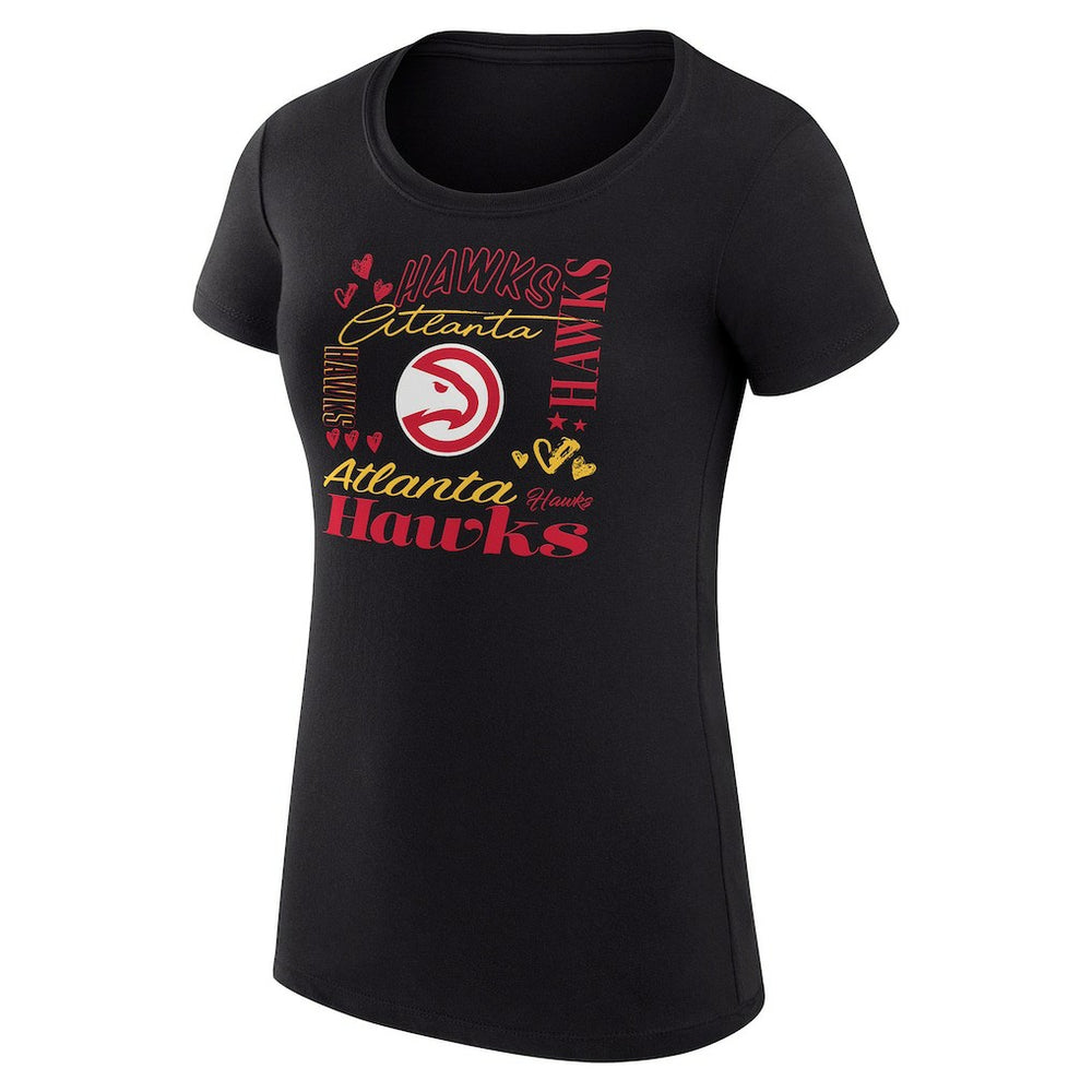 Atlanta Hawks G-III 4Her by Carl Banks Women's Super-Slim Fit Lightweight Team Name Collage Graphic T-Shirt Black - NBA