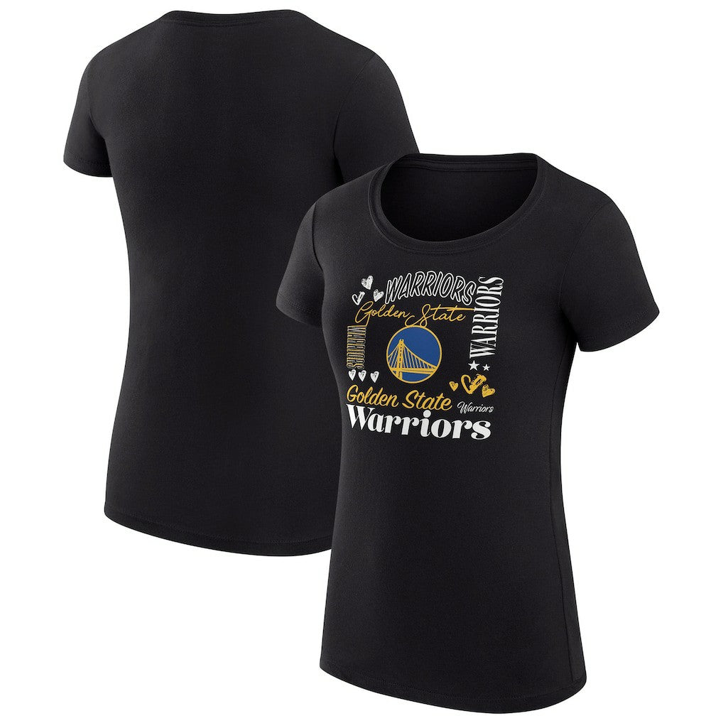 Golden State Warriors G-III 4Her by Carl Banks Women's Super-Slim Fit Lightweight Team Name Collage Graphic T-Shirt Black - NBA