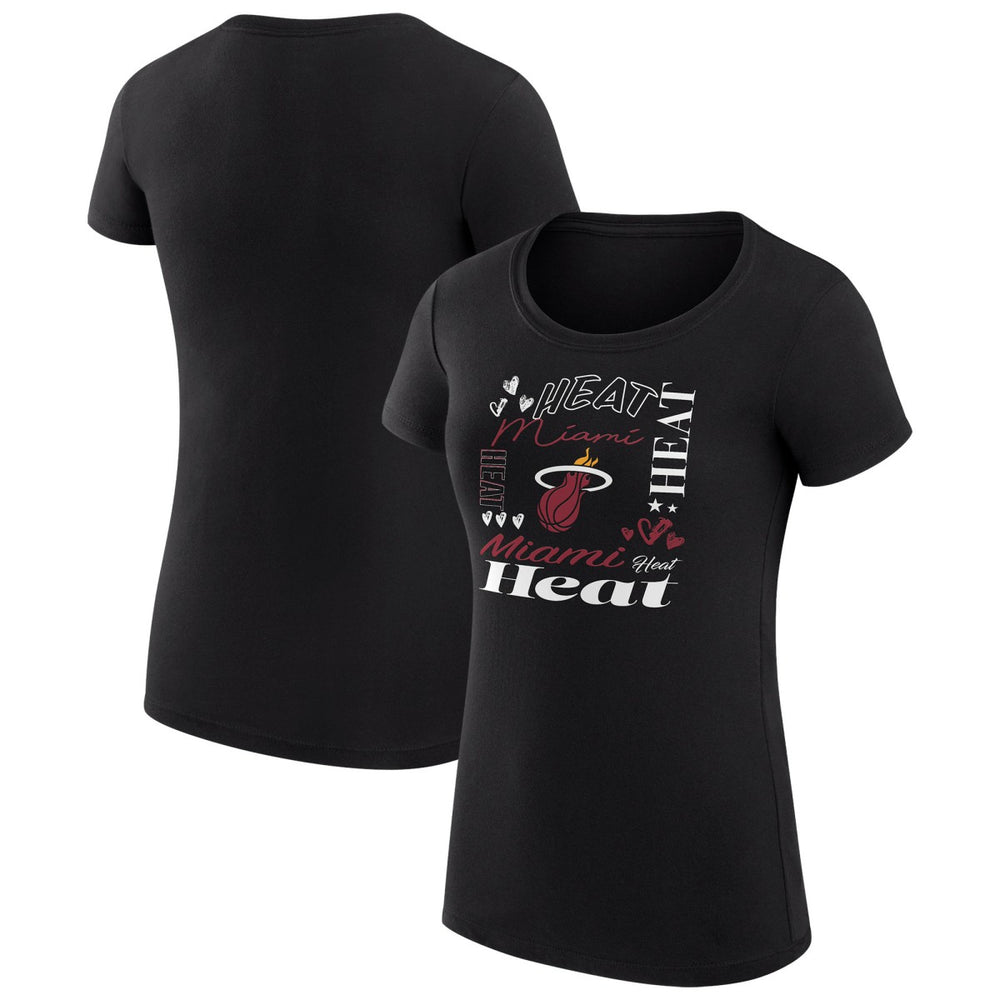Miami Heat G-III 4Her by Carl Banks Women's Super-Slim Fit Lightweight Team Name Collage Graphic T-Shirt Black - NBA
