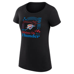 Oklahoma City Thunder G-III 4Her by Carl Banks Women's Super-Slim Fit Lightweight Team Name Collage Graphic T-Shirt Black - NBA