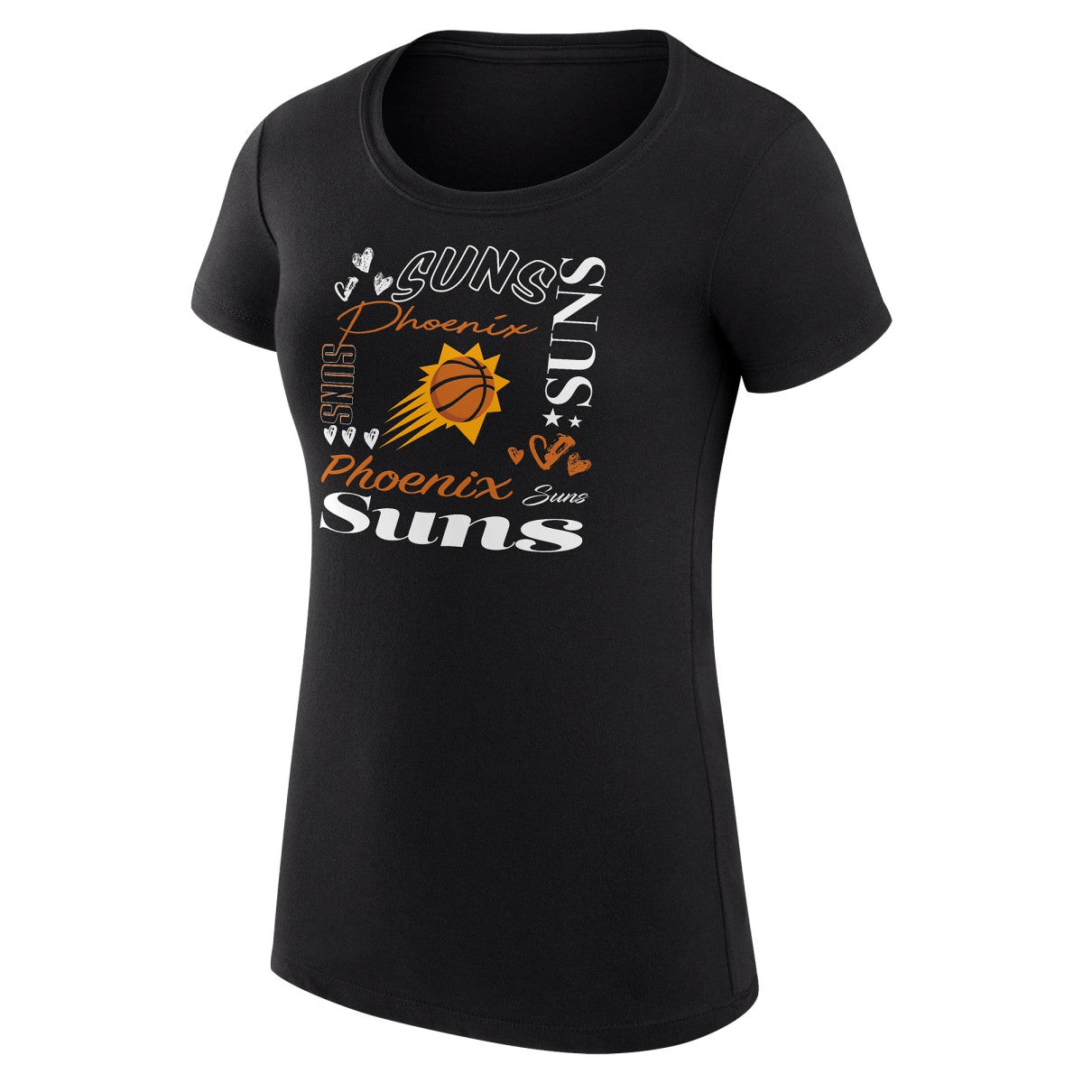 Phoenix Suns G-III 4Her by Carl Banks Women's Super-Slim Fit Lightweight Team Name Collage Graphic T-Shirt Black - NBA