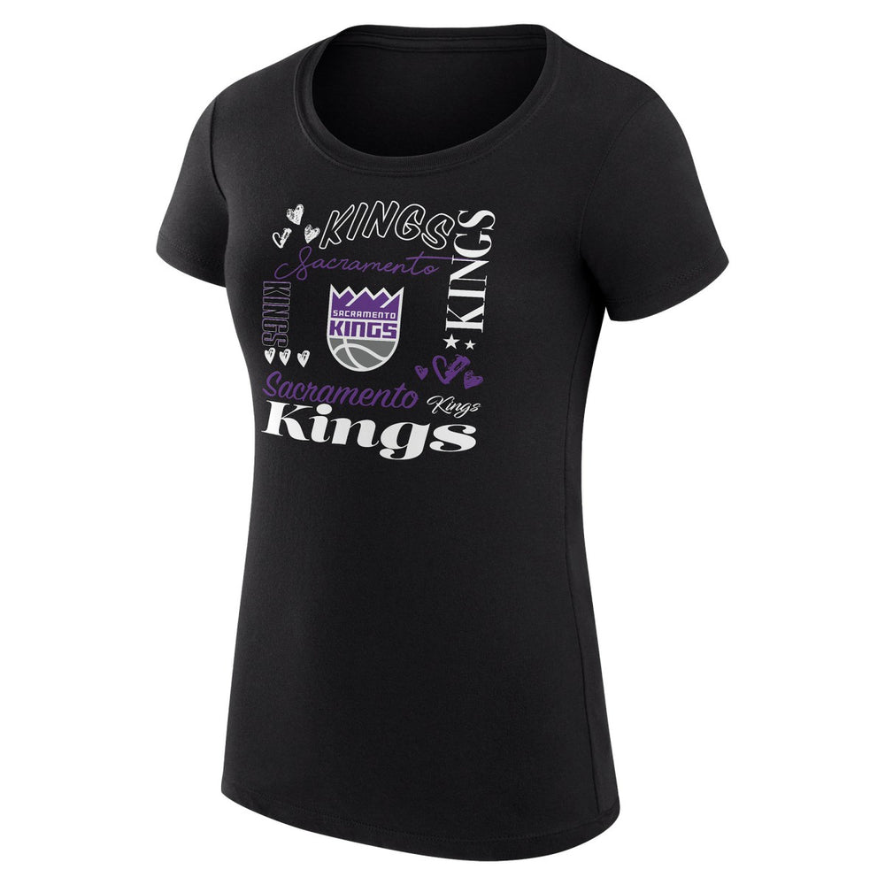 Sacramento Kings G-III 4Her by Carl Banks Women's Super-Slim Fit Lightweight Team Name Collage Graphic T-Shirt Black - NBA