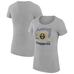Denver Nuggets G-III 4Her by Carl Banks Women's Super-Slim Fit Lightweight Team Name Collage Graphic T-Shirt Heather Gray - NBA