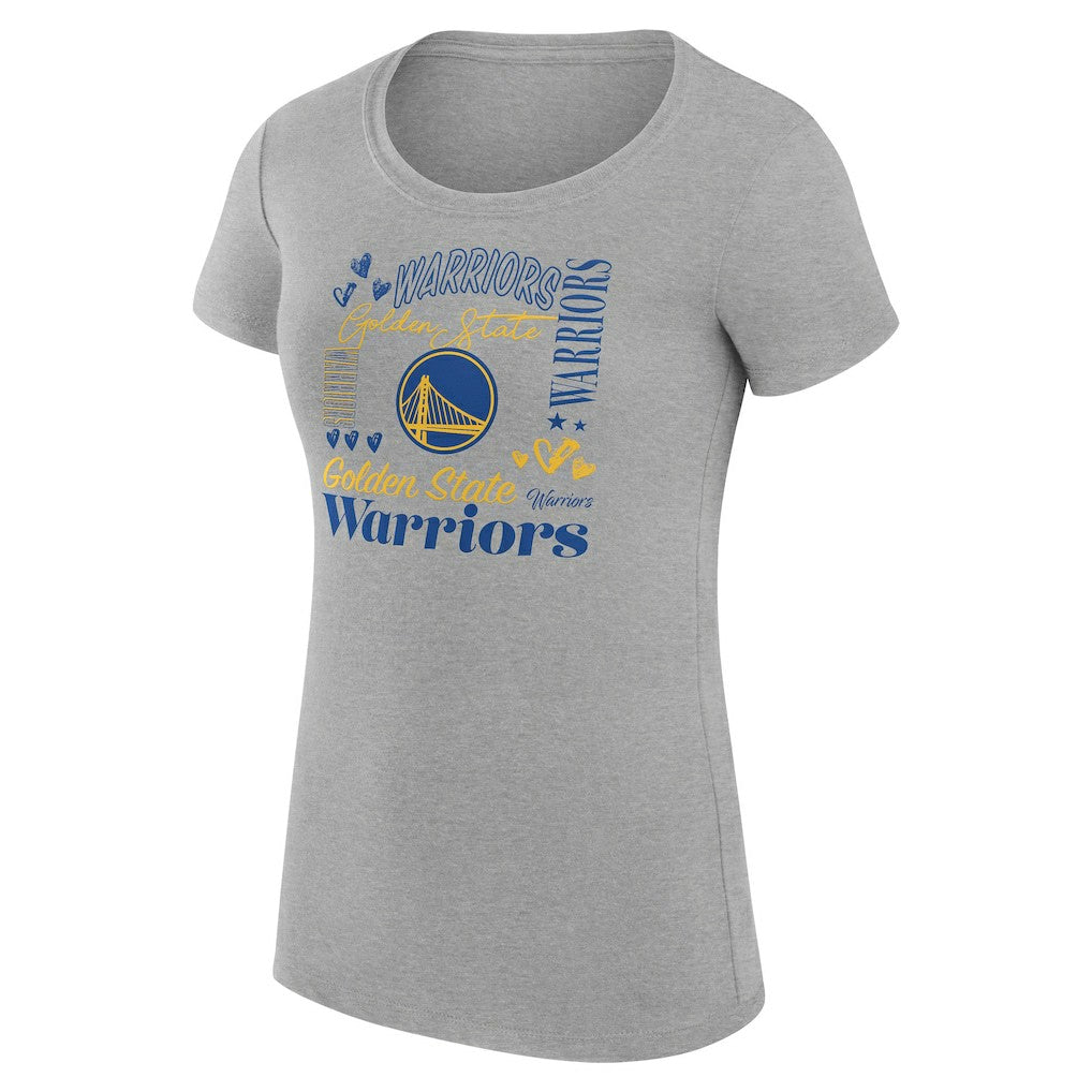 Golden State Warriors G-III 4Her by Carl Banks Women's Super-Slim Fit Lightweight Team Name Collage Graphic T-Shirt Heather Gray - NBA