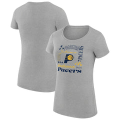 Indiana Pacers G-III 4Her by Carl Banks Women's Super-Slim Fit Lightweight Team Name Collage Graphic T-Shirt Heather Gray - NBA