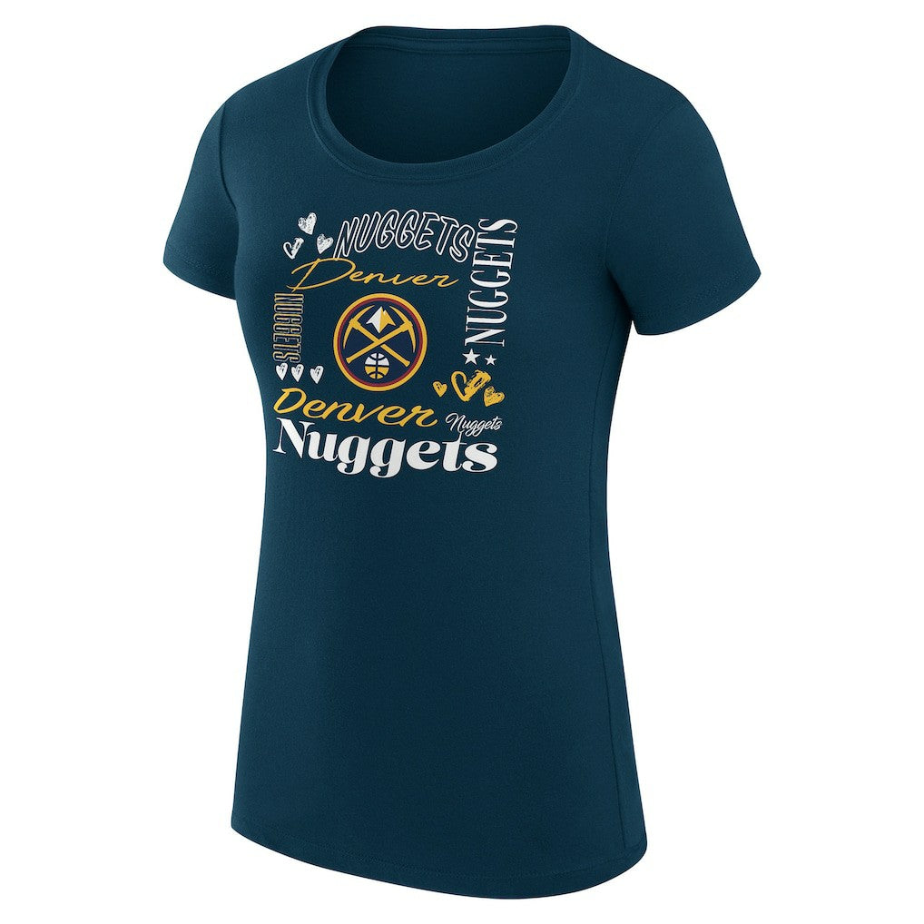 Denver Nuggets G-III 4Her by Carl Banks Women's Super-Slim Fit Lightweight Team Name Collage Graphic T-Shirt Navy - NBA