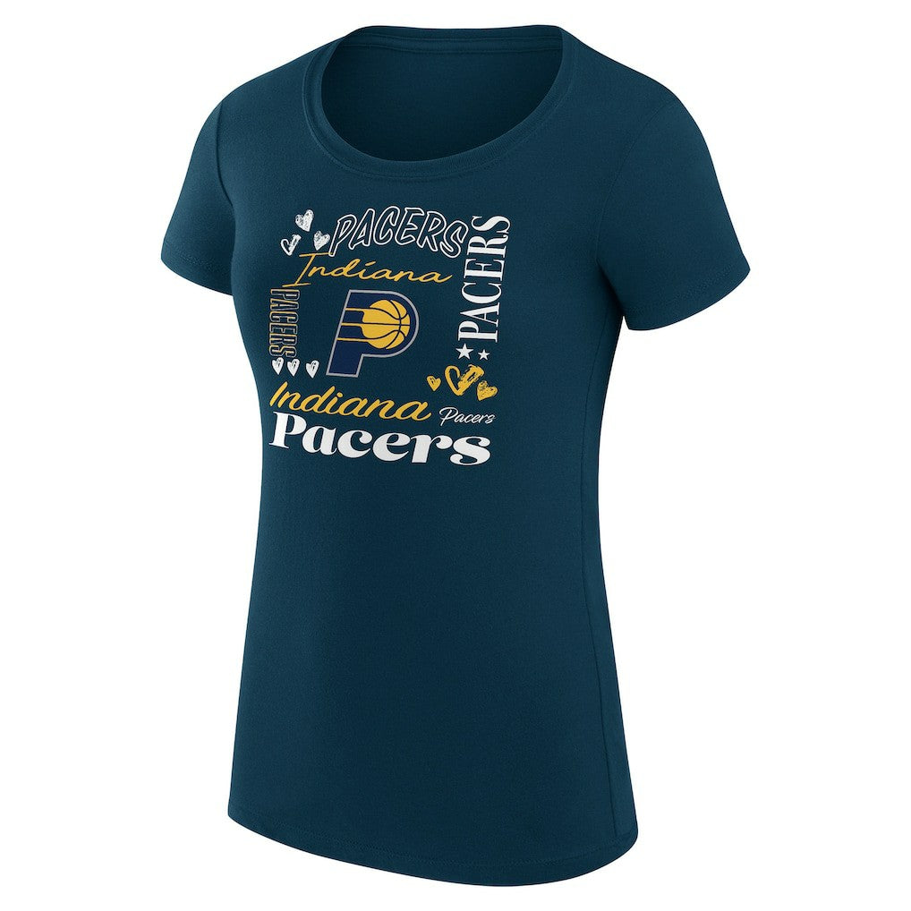 Indiana Pacers G-III 4Her by Carl Banks Women's Super-Slim Fit Lightweight Team Name Collage Graphic T-Shirt Navy - NBA
