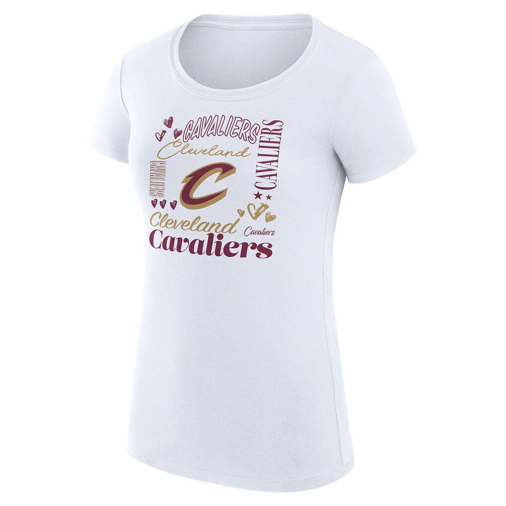 Cleveland Cavaliers G-III 4Her by Carl Banks Women's Super-Slim Fit Lightweight Team Name Collage Graphic T-Shirt White - NBA
