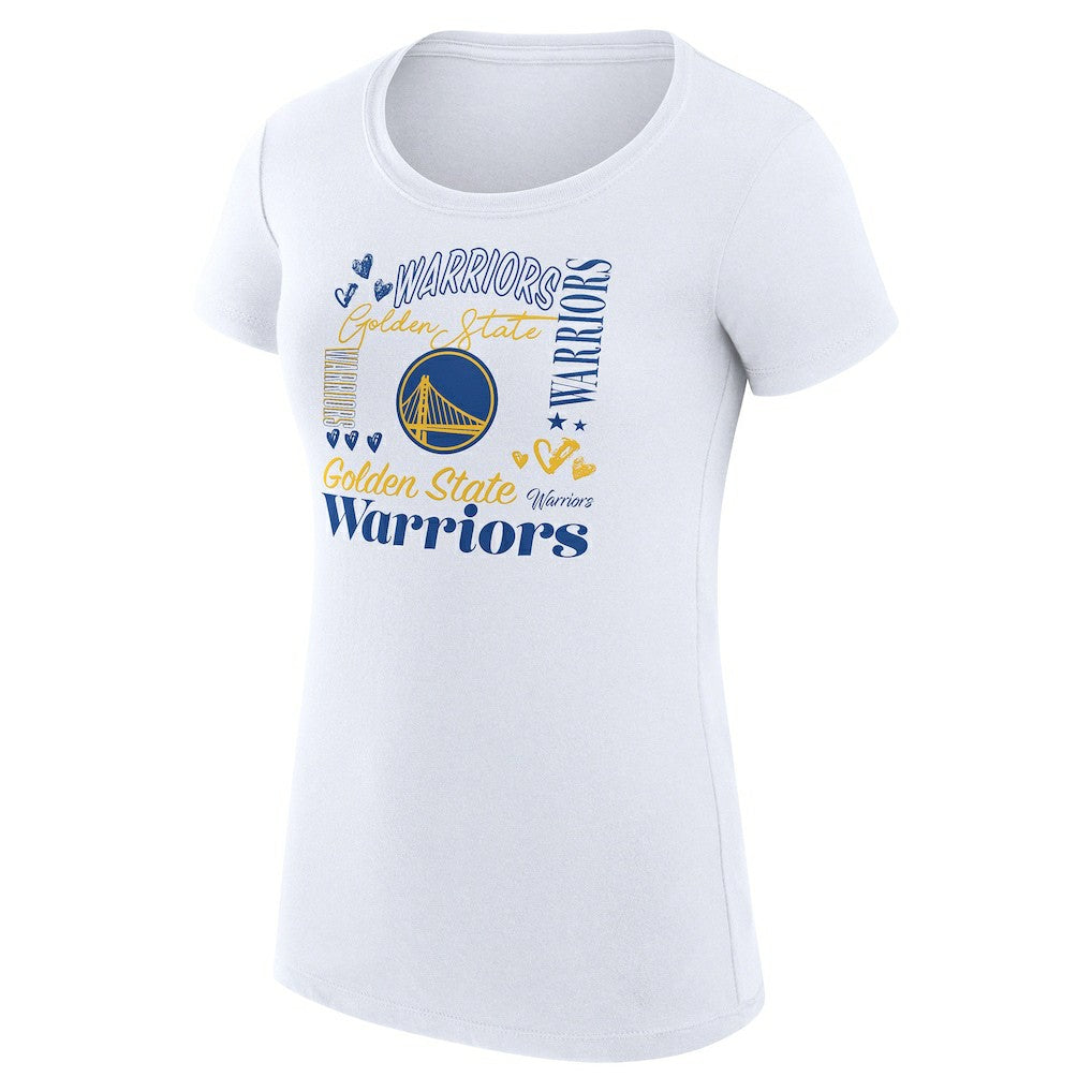 Golden State Warriors G-III 4Her by Carl Banks Women's Super-Slim Fit Lightweight Team Name Collage Graphic T-Shirt White - NBA