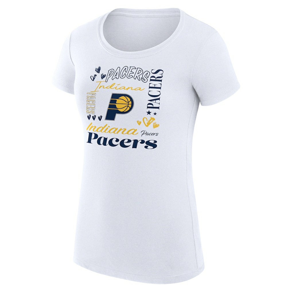 Indiana Pacers G-III 4Her by Carl Banks Women's Super-Slim Fit Lightweight Team Name Collage Graphic T-Shirt White - NBA