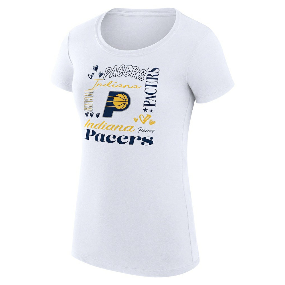 Indiana Pacers G-III 4Her by Carl Banks Women's Super-Slim Fit Lightweight Team Name Collage Graphic T-Shirt White - NBA