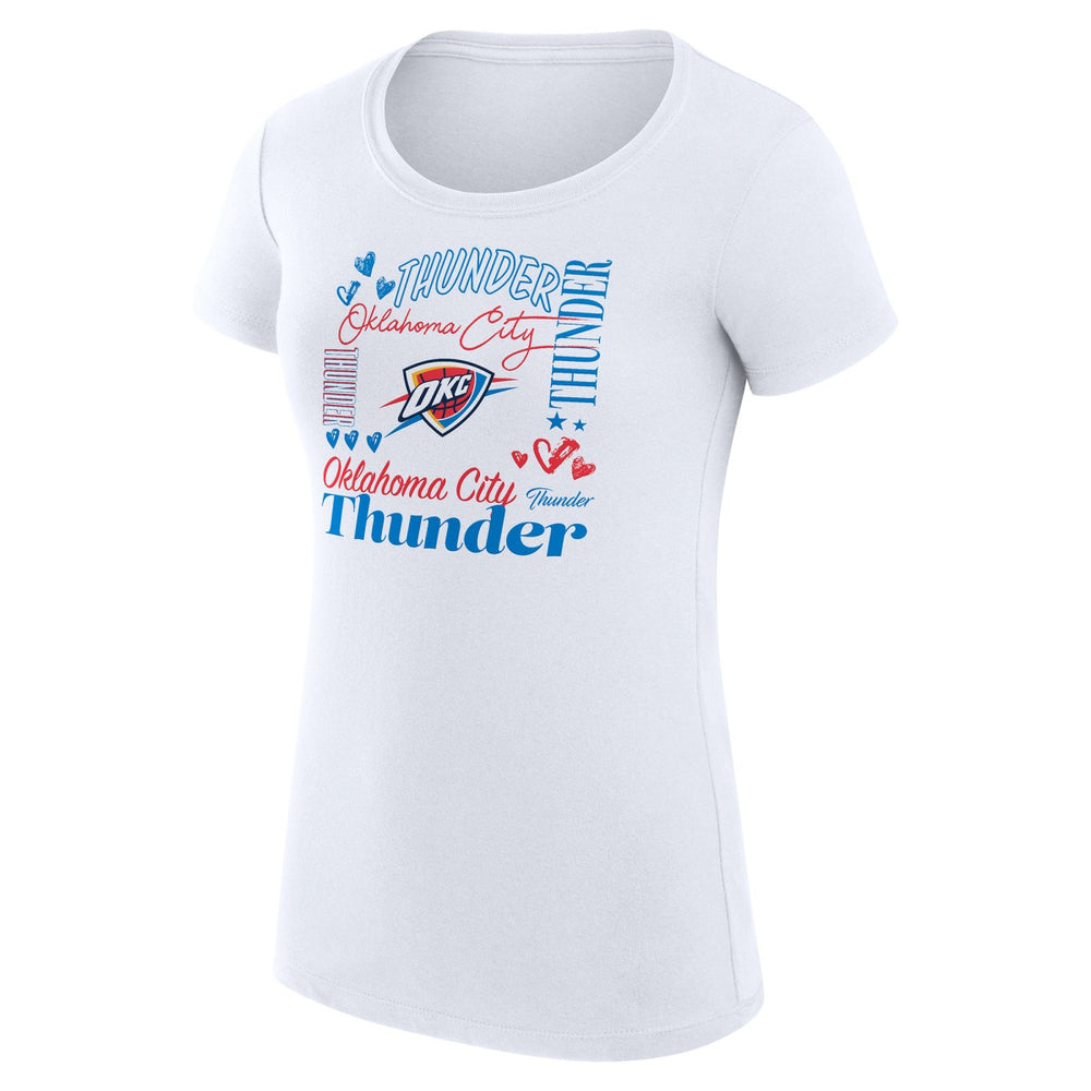 Oklahoma City Thunder G-III 4Her by Carl Banks Women's Super-Slim Fit Lightweight Team Name Collage Graphic T-Shirt White - NBA