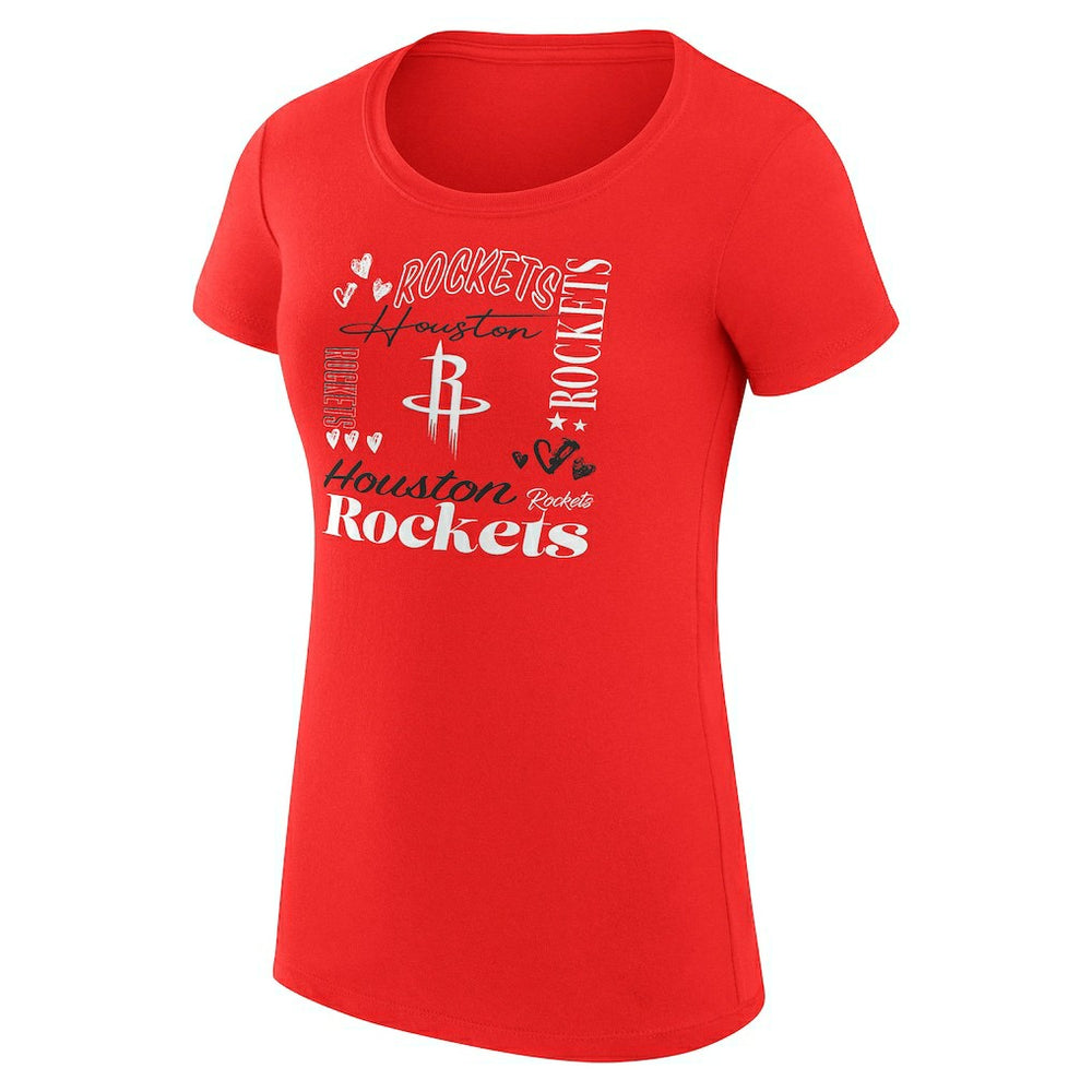 Houston Rockets G-III 4Her by Carl Banks Women's Super-Slim Fit Lightweight Team Name Collage Graphic T-Shirt Red - NBA
