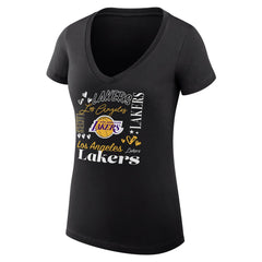 Los Angeles Lakers G-III 4Her by Carl Banks Women's Super-Slim Fit Lightweight Team Name Collage Graphic V-Neck T-Shirt Black - NBA