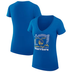 Golden State Warriors G-III 4Her by Carl Banks Women's Super-Slim Fit Lightweight Team Name Collage Graphic V-Neck T-Shirt Royal - NBA