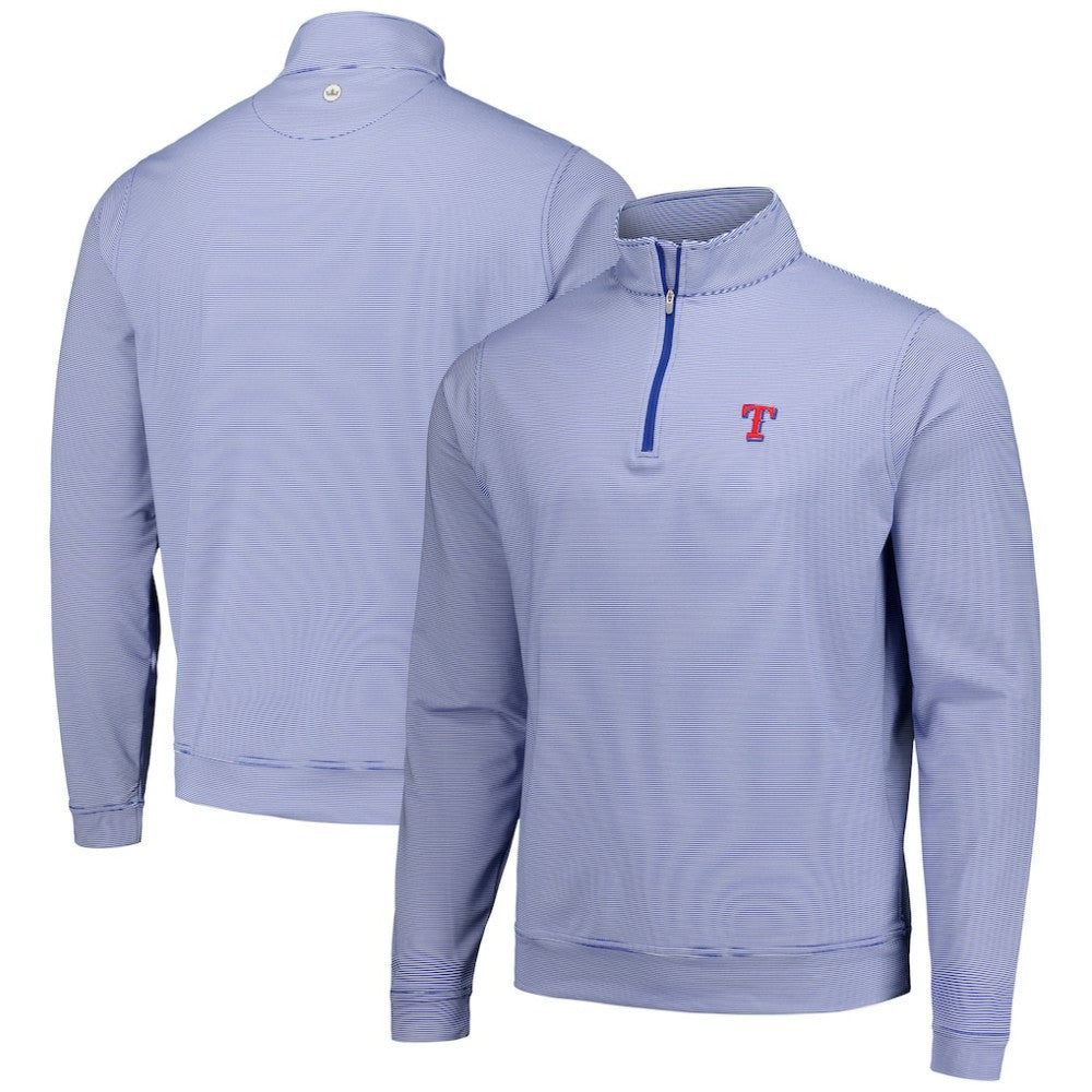 Texas Rangers Peter Millar Perth Sugar Stripe Performance Quarter-Zip Top - MLB