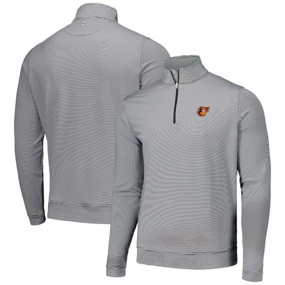 Baltimore Orioles Peter Millar Perth Sugar Stripe Performance Quarter-Zip Top - MLB