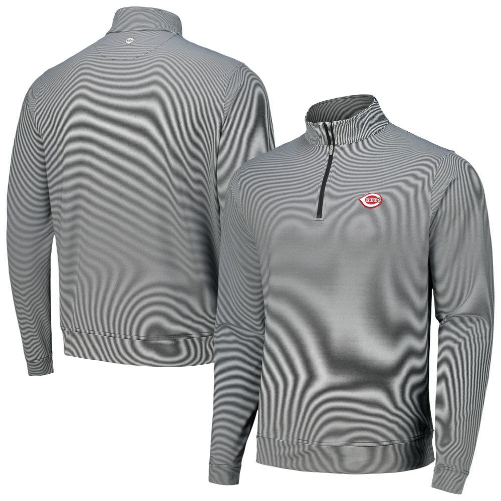 Cincinnati Reds Peter Millar Perth Sugar Stripe Performance Quarter-Zip Top - MLB