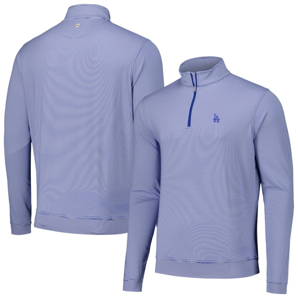 Los Angeles Dodgers Peter Millar Perth Sugar Stripe Performance Quarter-Zip Top - MLB