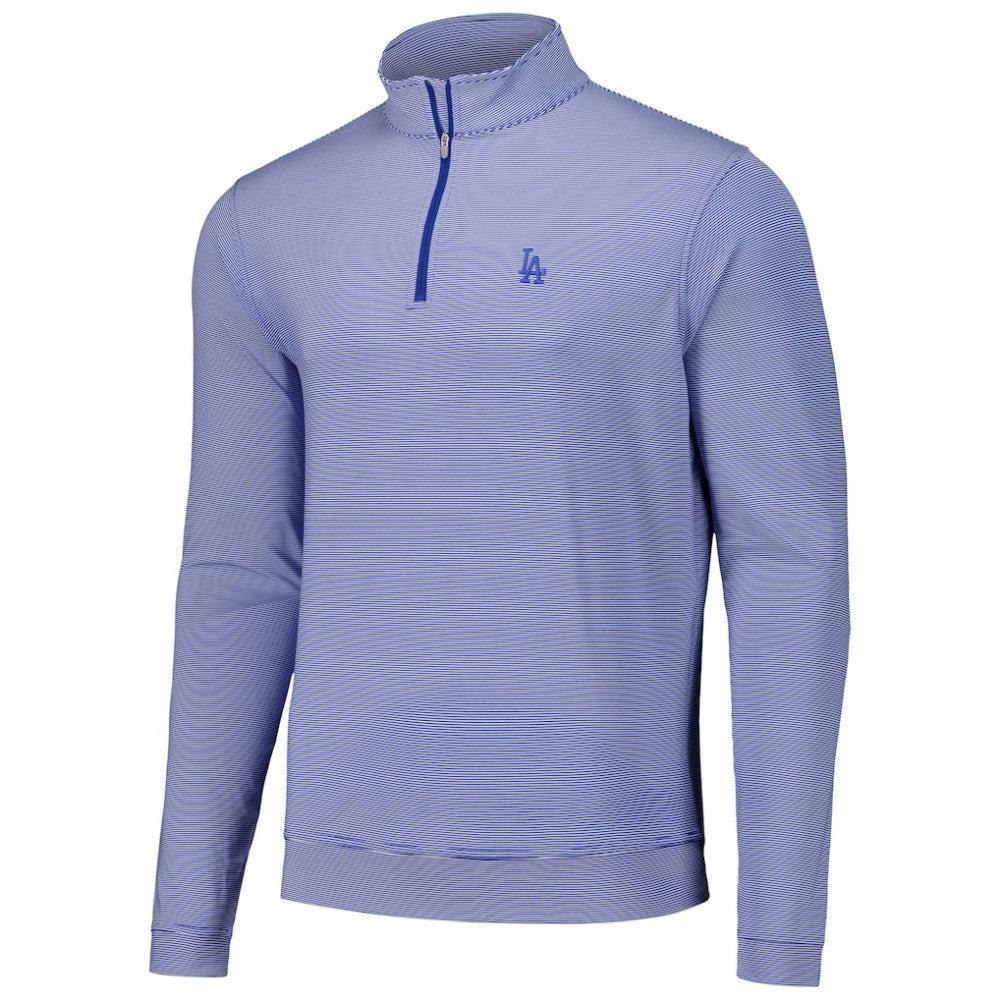 Los Angeles Dodgers Peter Millar Perth Sugar Stripe Performance Quarter-Zip Top - MLB
