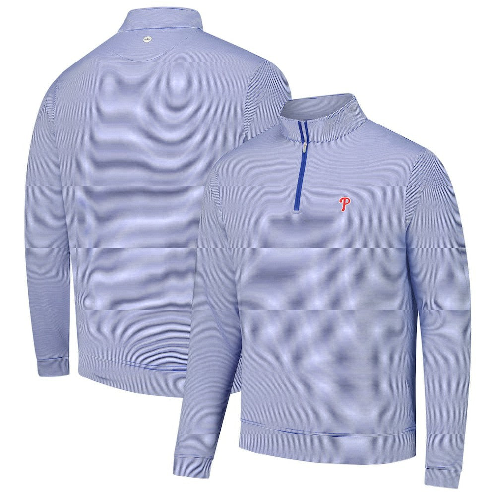 Philadelphia Phillies Peter Millar Perth Sugar Stripe Performance Quarter-Zip Top - MLB