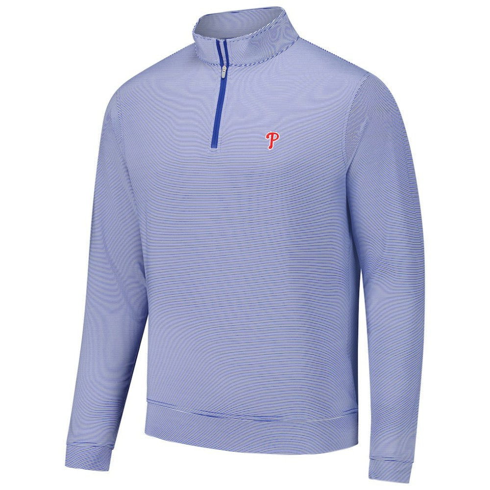 Philadelphia Phillies Peter Millar Perth Sugar Stripe Performance Quarter-Zip Top - MLB