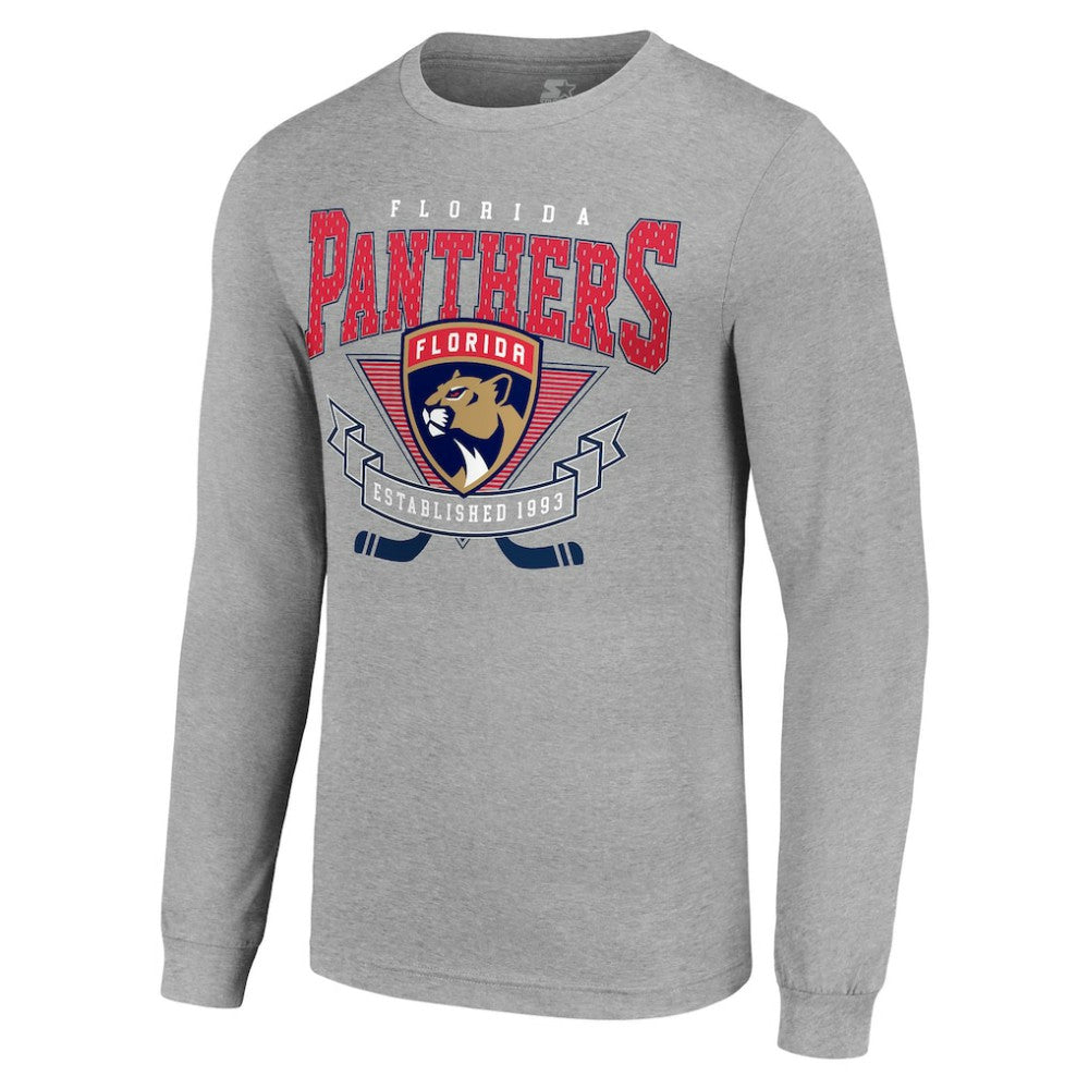 Florida Panthers Starter '80s Inspired Team Logo Long Sleeve T-Shirt - Heather Gray - NHL