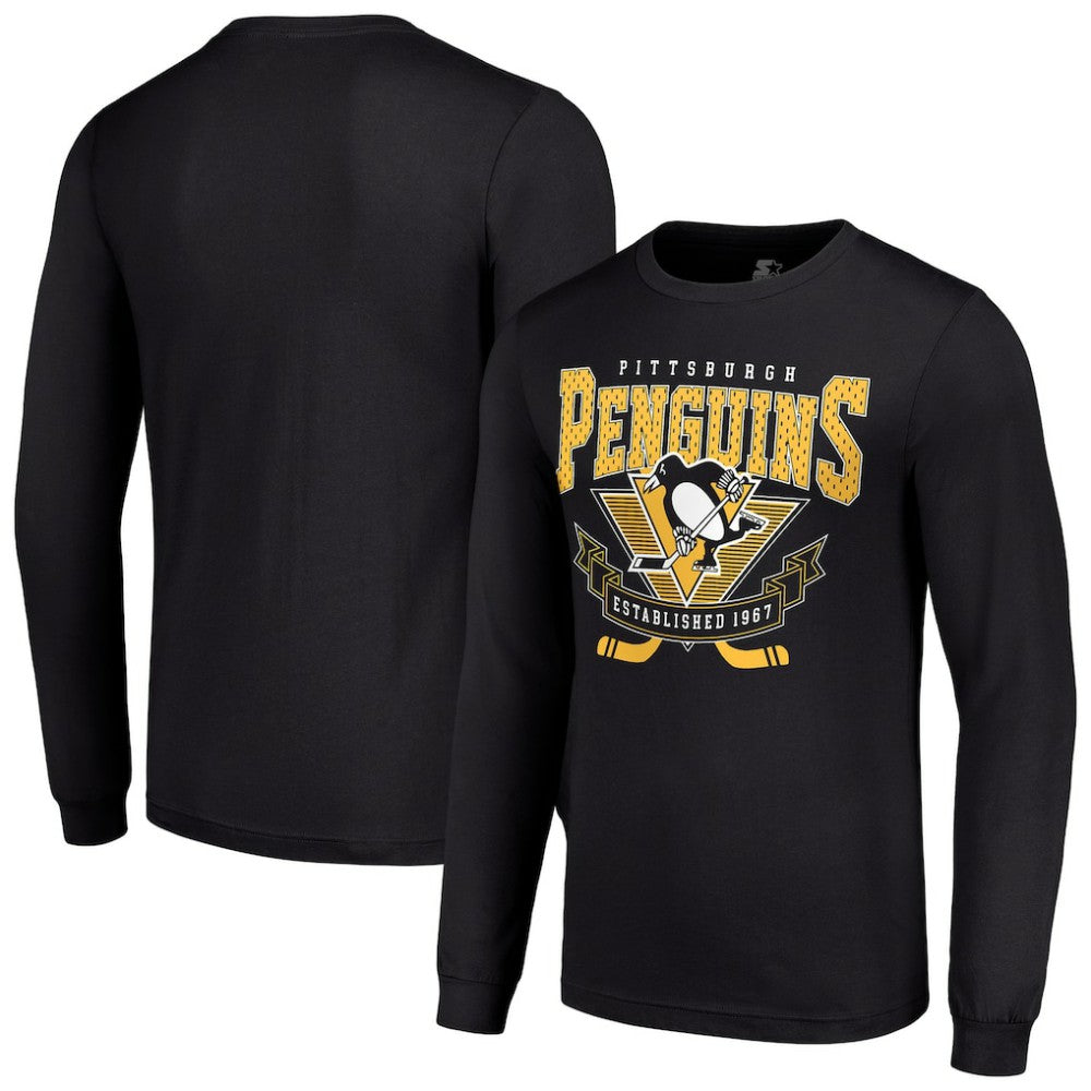 Pittsburgh Penguins Starter Team Logo Graphic Long Sleeve T-Shirt - Black - NHL